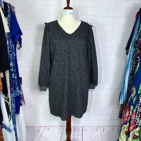 👗 |•NINE WEST•| Animal Print Long Sleeve Dress Size XXL - Picture 1 of 11